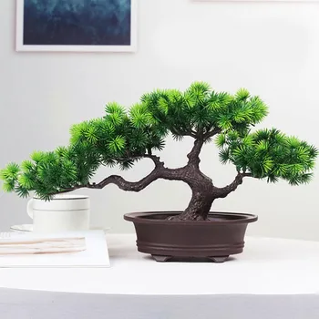 Office dirbtinis augalas pušis tikroviškai atrodanti dervos modeliavimas Dirbtinis bonsai Visiškai nauja aukšta kokybė.