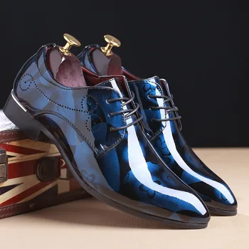 Office Vyriški suknelės Batai Gėlių raštas Vyriški oficialūs batai Odiniai prabangūs mados jaunikiai Vestuviniai batai Vyrai Oksfordo batai Suknelė 37-50