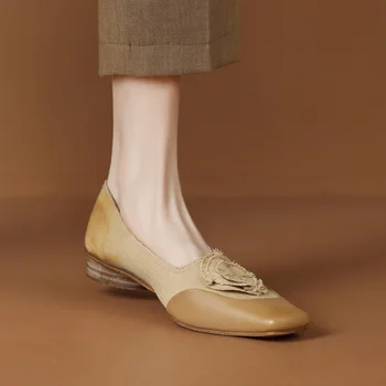 Prancūziško stiliaus moteriški butai Paprasti batai slysta ant moteriškų batų Drabužiai Kvadratiniai pirštų mulai su žemu kulnu Retro dienos batai Fot moterys