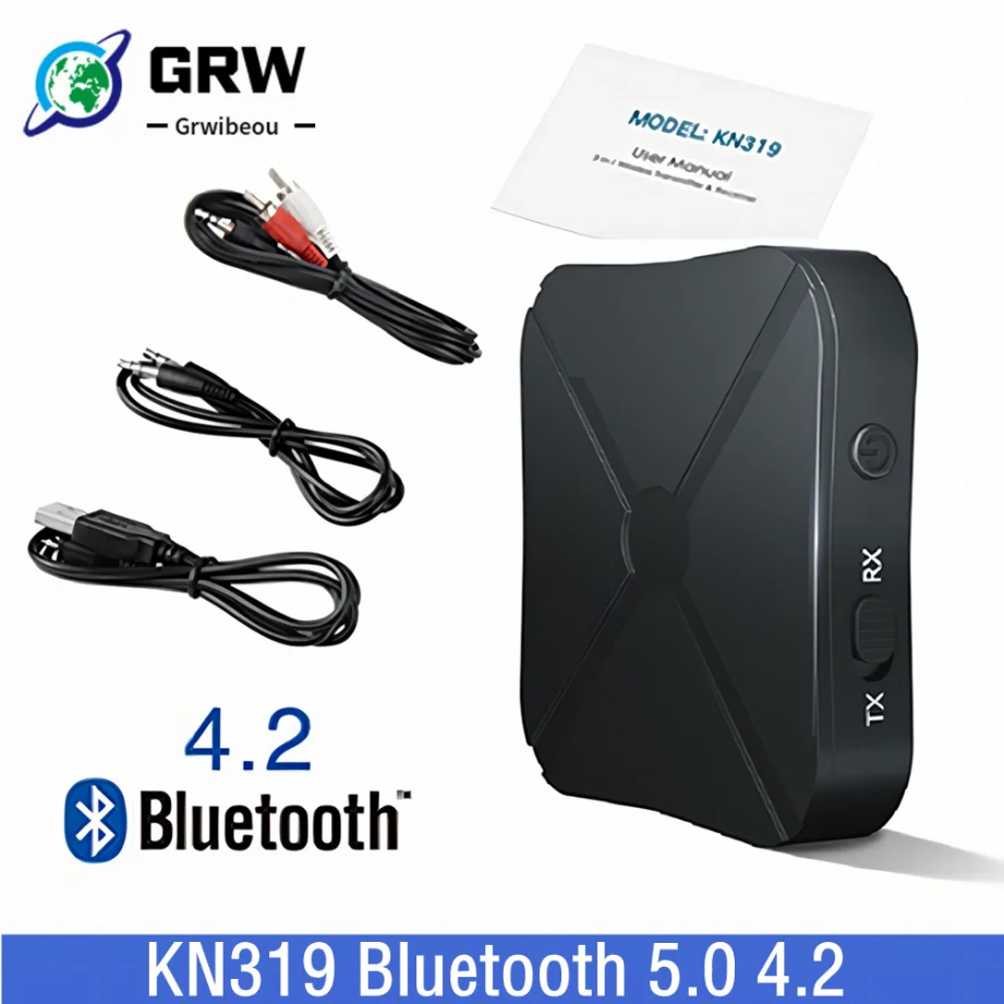 Grwibeou Bluetooth 5.0 4.2 Imtuvas ir siųstuvas Garso muzika Stereofoninis belaidis adapteris RCA 3.5MM AUX lizdas garsiakalbių televizoriui Automobilio kompiuteris