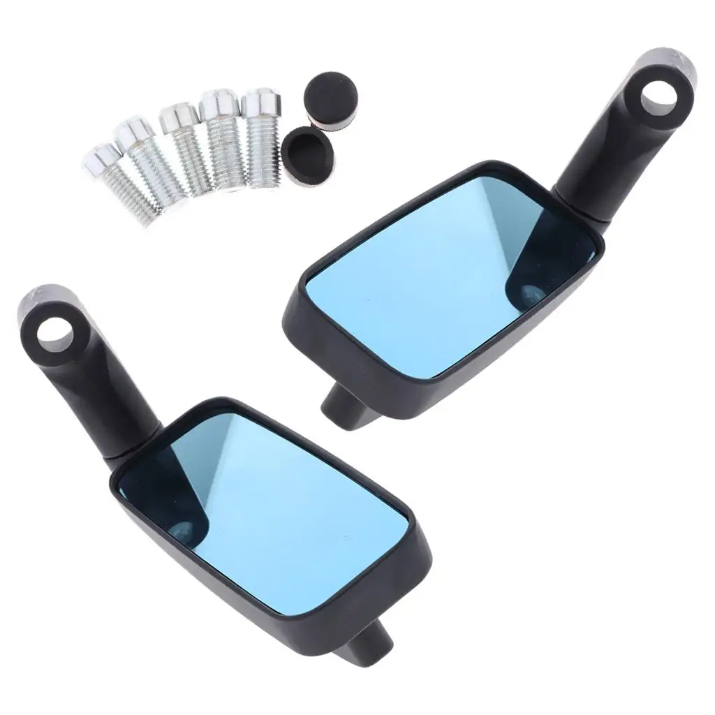 2 Spalvos Mėlynas stiklas Šoniniai veidrodžiai Galinio vaizdo veidrodžiai motociklams su 8mm 10mm srieginiais varžtais, kairėn ir dešinėn
