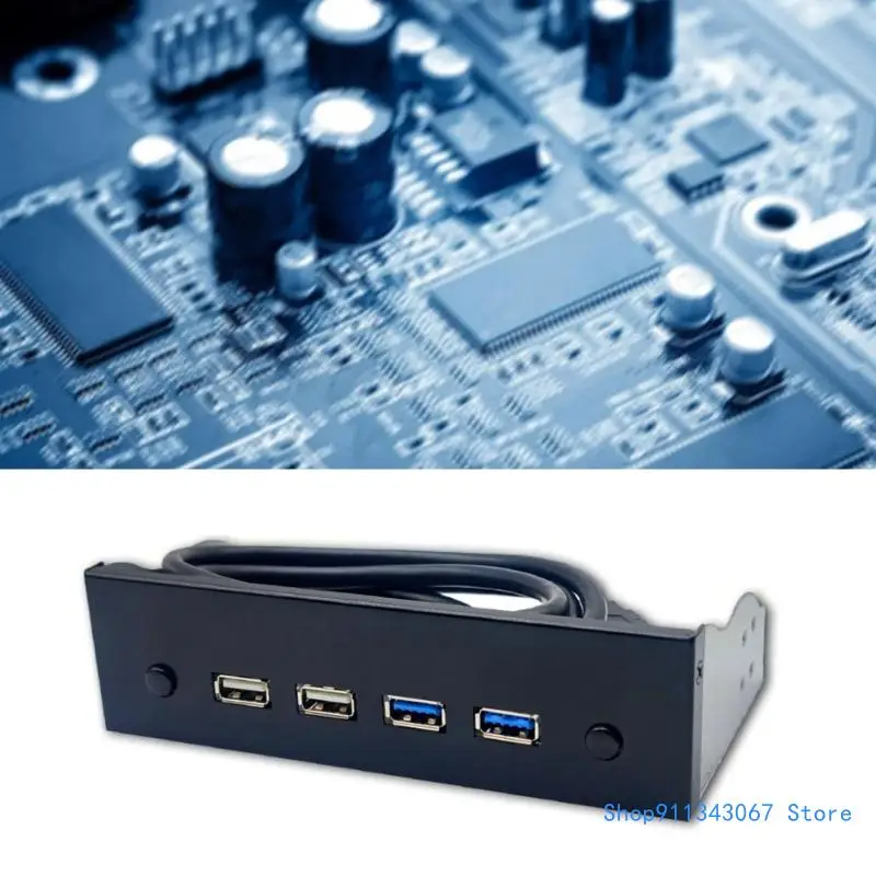 Portable 19 Pin / 9 Pin to USB USB 2.0 Hub Front Plate 4 Port CD-ROM Rack Drop shipping