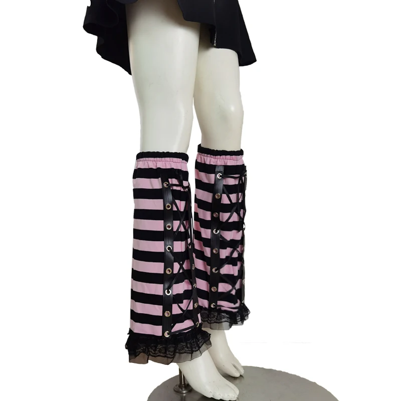 Y2k Kojų šildytuvai mergaitėms Rožinės dryžuotos ilgos kojinės 2023 m. pavasario saldaus trikotažo nėrinių pleistras Plona koja Šiltesnis nėrinių aukštyn kojų užvalkalas kojinė