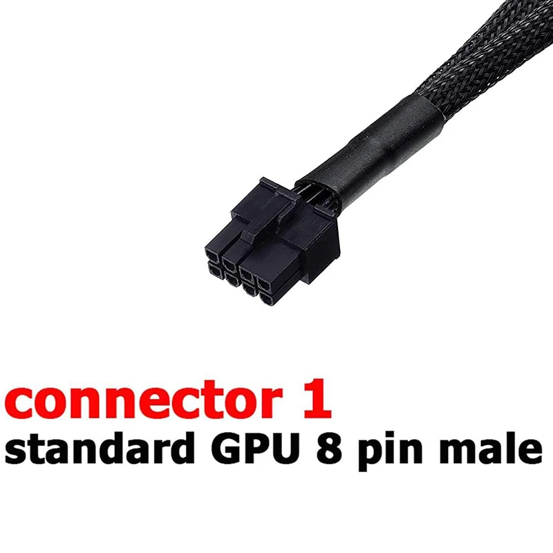6 Prisegti moterišką prie GPU 8 kaištis vyriškas, GPU maitinimo adapterio kabelis pinta rankovė, kompiuterio kabelis, kompiuterio grafikos plokštės kabelis