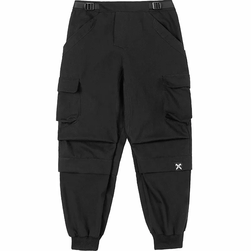 Hi Street Oversized Hip Hop Harem Joggers For Men Fashion Street Wear Techwear Sweatpants With Multi Pockets Tactical Kelnės