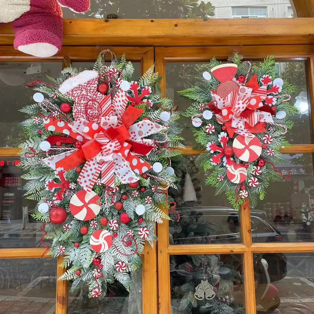 Naujos Kalėdos aukštyn kojom eglutės kalėdinės durys Kalėdiniai saldainiai aukštyn kojom eglutės sienų dekoravimas