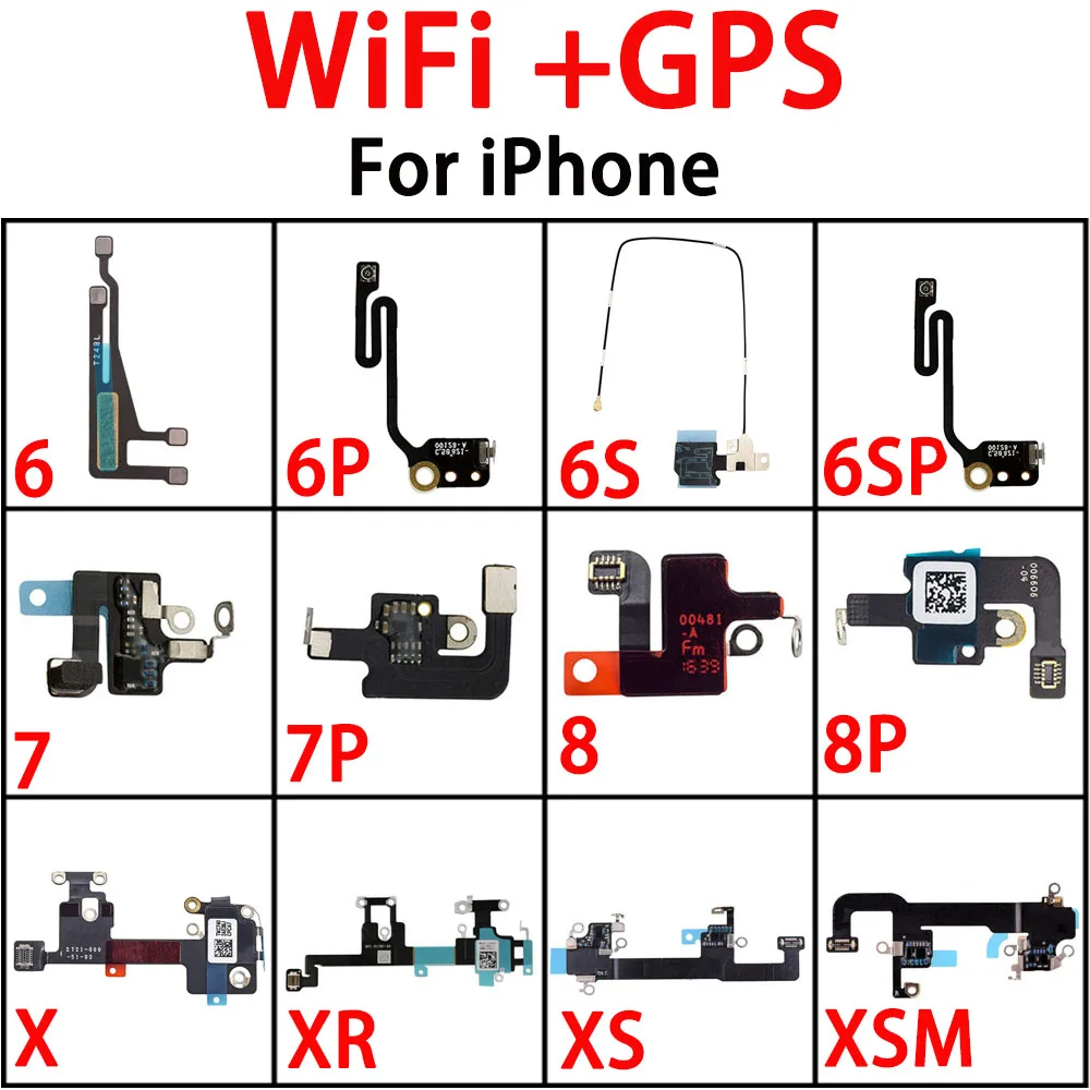 WiFi + GPS antenos signalo lankstus kabelis, skirtas iPhone 6 6P 6s 7 7P 8 Plus X Remonto atsarginės dalys