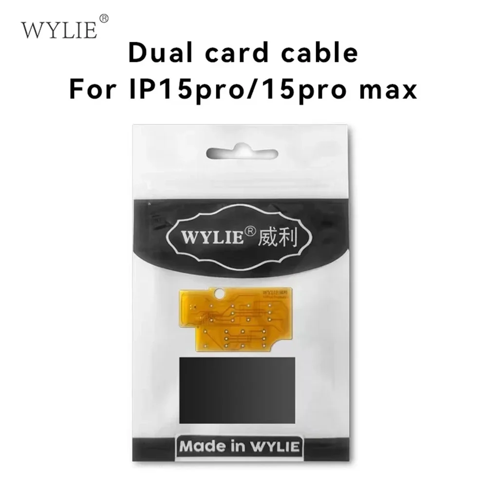 WYLIE ‮uD‬al Card Built-in Ca‮lb‬e eSim to Sim Dual Hide Card Sticker Card Slot Tray Change Flex For i‮hP‬one 15‮rP‬o 15‮rP‬omax