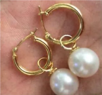 Perfect White AAA 7-8mm Natūralūs apvalūs Pietų jūros perlų auskarai