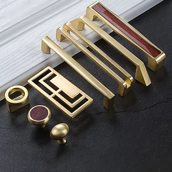 Auksinė spintelė durų rankena stalčius aukso medžio raštas modernios spintelės spintos durys traukia viengubas apvalias baldų rankenėles kelių tipų NAUJA