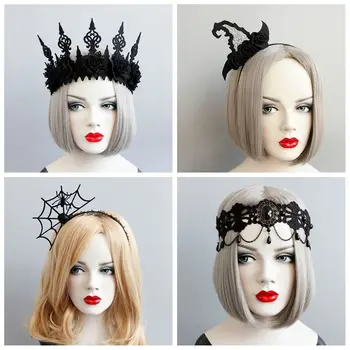 Spider Halloween Headband Rose Headpiece Gothic Black Crown Masquerade Party Headwear Cosplay Headband Halloween Mask