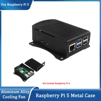 Raspberry Pi 5 metalinis dėklas Aliuminio lydinio dėklas Metalinis apvalkalas Pasirenkamas aliuminio / vario radiatoriaus PWN aušinimo ventiliatorius, skirtas Raspberry Pi 5