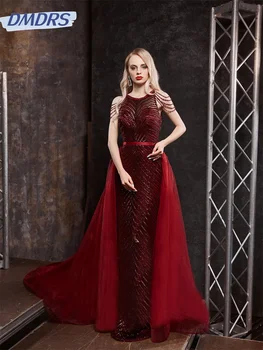 Prabangi berankovė A-Line prom suknelė 2024 Elegantiškos įgulos kaklo vakarinės suknelės Klasikinė grindų ilgio suknelė Vestidos De Novia