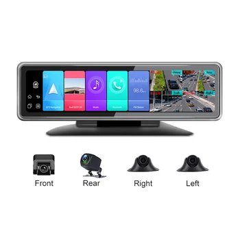 4 kameros 4G Android 9.0 Car Dash Cam GPS navigacija HD 720P įrašymo įrenginys prietaisų skydelis DVR WiFi programos nuotolinis stebėjimas
