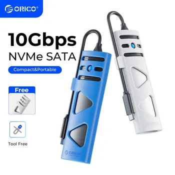 ORICO Portable M2 SSD Case NVME SATA Dual Protocol Tool Free M.2 SSD Enclosure External for NVME PCIE NGFF SATA SSD Disk Box