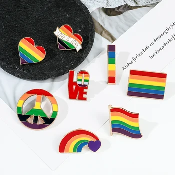 LGBTQ Custom Emalio smeigtukai Pride Lesbiečių gėjų vaivorykštės vėliavos sagė Panseksualus Aseksualus Biseksualus Transseksualus Simbolis Širdies ženklelis Papuošalai