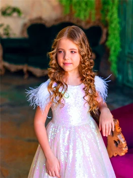 Berankovės spalvotos tiulio nėrinių šviesą atspindinčios gėlės mergaitės suknelė Princesė Pirmosios komunijos suknelės Vaikų staigmena Gimtadienio dovana