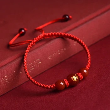 1Pc Reguliuojama kinų stiliaus Zodiako drakono apyrankė 2024 Drakono metai Laiminga raudonos virvės apyrankė Kalėdos Artimųjų metų dovanos