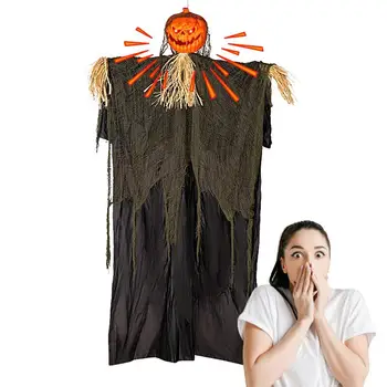 Judesio jutiklis Helovinas Kabantis vaiduoklis moliūgas su vaiduoklių garsu Švytinčios akys Teroras Kaukolė Vaiduoklių namai Helovino dekoravimas