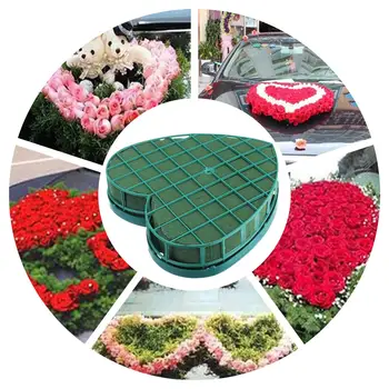 Vestuvių automobilis Oazė Žalia širdies formos gėlių puta Šlapios dirbtinės gėlių kompozicijos Putos Bazinis sodas Floristas Gėlių išdėstymas