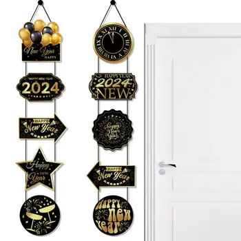 Šventinis dekoras 2024 m. Naujųjų metų reklamjuostės Išskirtinis raštas Blizgus sodrios spalvos Kabančios kupleto durys Užuolaidų ženklai šventėms