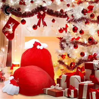 Kalėdų senelio maišai Sutraukiami dovanų maišeliai Kalėdų eglutė Pakabinama dekoracija 100x70cm Vakarėlio reikmenys Dovanų laikymo krepšys Xmas Dovanoti žaislai