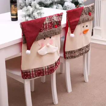 2020 kalėdinės kėdės užvalkalas Kalėdų senelio sniego senio siuvinėtas kėdės dangtelis Kalėdų virtuvės vakarienei Dekoro Kalėdos