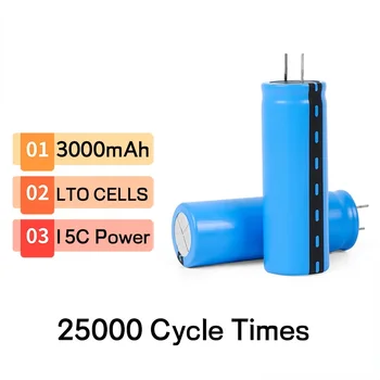 Batterie Lithium-Titanate Rechargeable, 2.4V, 3000mAh, LTO 23680, 15c, basse température, 25000 temps de Cycle, nouveauté