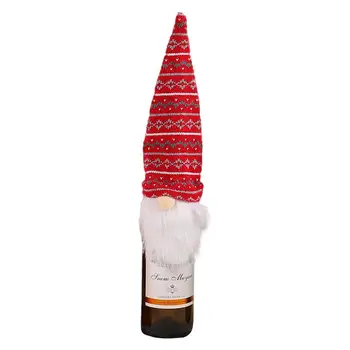 Gnome kalėdinio vyno butelio dangtelis Linksmos kalėdinės dekoracijos namams Kalėdiniai papuošalai Kalėdinės dovanos Laimingų Naujųjų metų