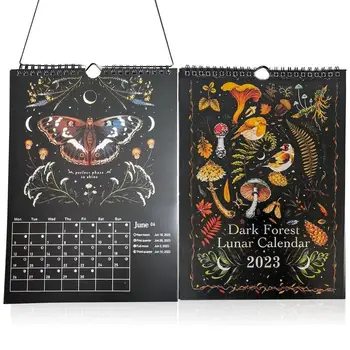 Dark Forest Lunar 2023 Kalendorius Creative 12 paslaptingų iliustracijų Sienų pakabukų dekoravimas Biurui Namų meno mėnulio kalendorius