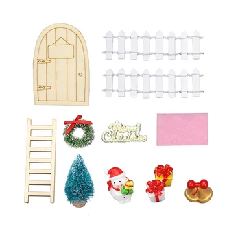 Lėlių namelio kalėdinių dekoracijų rinkinys, kalėdinės dekoracijos lėlė puikus meistriškumas maža nešiojama pušies medžiaga