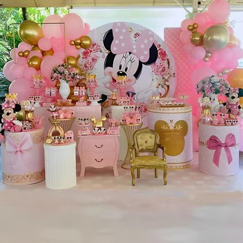 Disney Minnie Mouse Balionas Arch Garland Kit Rožinio aukso latekso balionai Mergaičių gimtadienio šventės dekoracijos Kūdikių dušo reikmenys