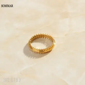 SOMMAR dovanos Aukso spalvos Deivės sužadėtuvių žiedas Alyvų lapų tuščiaviduris rašto žiedas vyriškas žiedas Draugės gimtadienio dovana