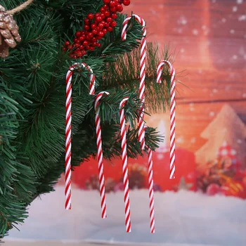 6Vnt Kalėdų cukranendrių eglutės dekoravimas 15cm Akrilo saldainių lazdelės Naujųjų metų kabantis ramento pakabukas Dekoras Navidad papuošalai