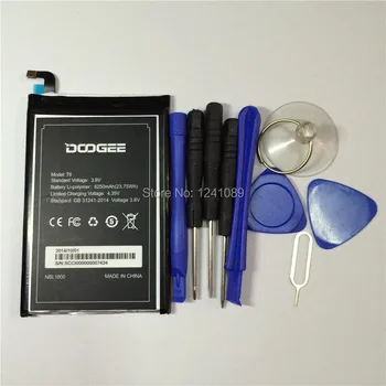 2 vienetai / partija DOOGEE T6 baterijai 6250mAh Ilgas budėjimo laikas Dovanų išmontavimo įrankiai DOOGEE mobilieji priedai