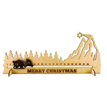 Kalėdinis advento kalendorius Medinis rogių advento kalendorius su judančiu bloku Kalėdinė dekoracija stalo židinio stalams