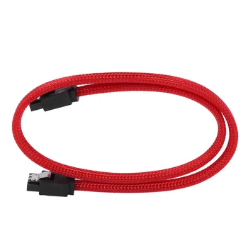 50CM SATA 3.0 III SATA3 7pin duomenų kabelis 6Gb/s SSD kabeliai HDD kietojo disko duomenų laidas su nailono rankovėmis Premium versija (raudona)
