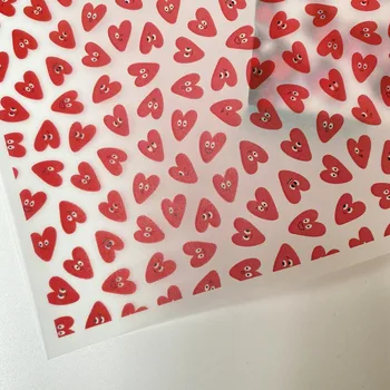 Red Heart Expression Designs Gift Packaging Paper Handmade Soap Wrapping Paper Permatomas vaškinis popierius Individualizuotas LOGO 100vnt/lot
