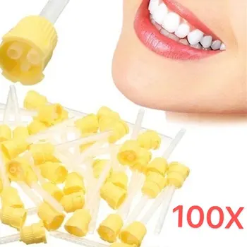 Nauji 100vnt Dantų įrankiai Vienkartiniai injekciniai galvutės maišymo galvutės įspūdžiai Medžiagos maišymas Galva Rabarbarai Galva Greitas pristatymas