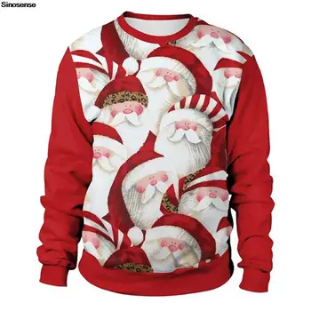 Vyrai Moterys Kalėdų Senelis Bjaurūs kalėdiniai megztiniai 3D Funny Printed Tacky Xmas Jumpers Tops Pullover Holiday Party Crew Neck Sweatshirt