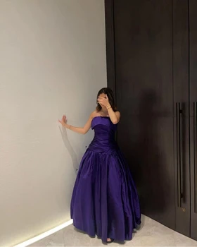 Kitos kranto violetinės prom suknelės be petnešėlių Moterys grindų ilgis A linijos vakarinė suknelė Vakarinė suknelė 2023 Saudo Arabijos arabų شارون سعيد