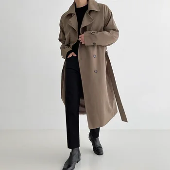 Vyrai Oversize Windbreaker Korėjos tendencija Vidutinio ilgio gražus paltas Mada laisva ilga striukė moterims Žiemos rudens vyriški drabužiai