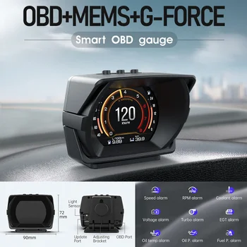 A450 Car Hud Heads-Up ekranas Lenktynių klasės daugiafunkcinis OBD2 LCD prietaisų skydelis GPS nuolydžio matuoklio signalizacijos sistema