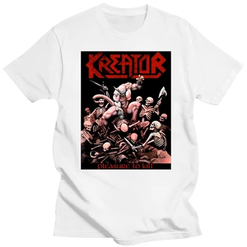 Kreator Pleasure To Kill Shirt S-3XL Oficialūs marškinėliai Thrash Metal T Shirt Naujos rankovės Boy Cotton Men Plus Size Top Tee