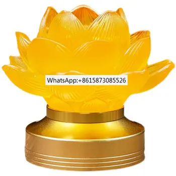 LED Budos lempa spalvoto stiklo lotoso lempa lempos įkrovimui Mini namų dekoravimas Shentai Budos lempa Amžina liepsna Rankinė lempa