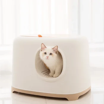 Kačių namai Visiškai uždaras kačių kraiko smėlio dėžės stalčius Kačių tualeto dezodoravimas Kačiukų lovos apsauga nuo purslų kačių kraiko dėklui