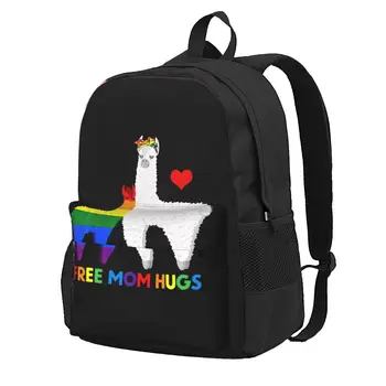 LGBTQ Lama Free Mom Hugs Mama Ally Rainbow Flag G Didelės talpos kuprinės Spausdinti kuprines