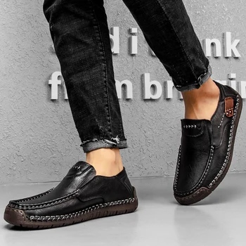 Aukštos kokybės prekės ženklas Vyriški tikros odos batai Rankų darbo vyriški laisvalaikio batai Minkšto pado vyriški Oksfordo batai Lauke Vyriški žygio batai
