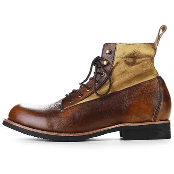 Žiemos vyrai Kaubojiški batai Mada Britų retro batai Vyriški Anti Slip Plus Size 48 Tactical Shoe Mens Aukščiausios kokybės odiniai batai Vyrai