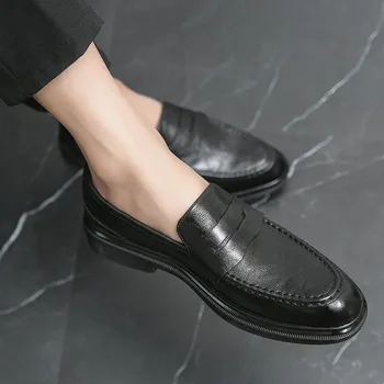 Vyriški batai 2023 Nauji juodi verslo formalūs dėvėti odiniai batai Vyriško britiško stiliaus rudens vestuvių darbas Sportas Laisvalaikis Vasara